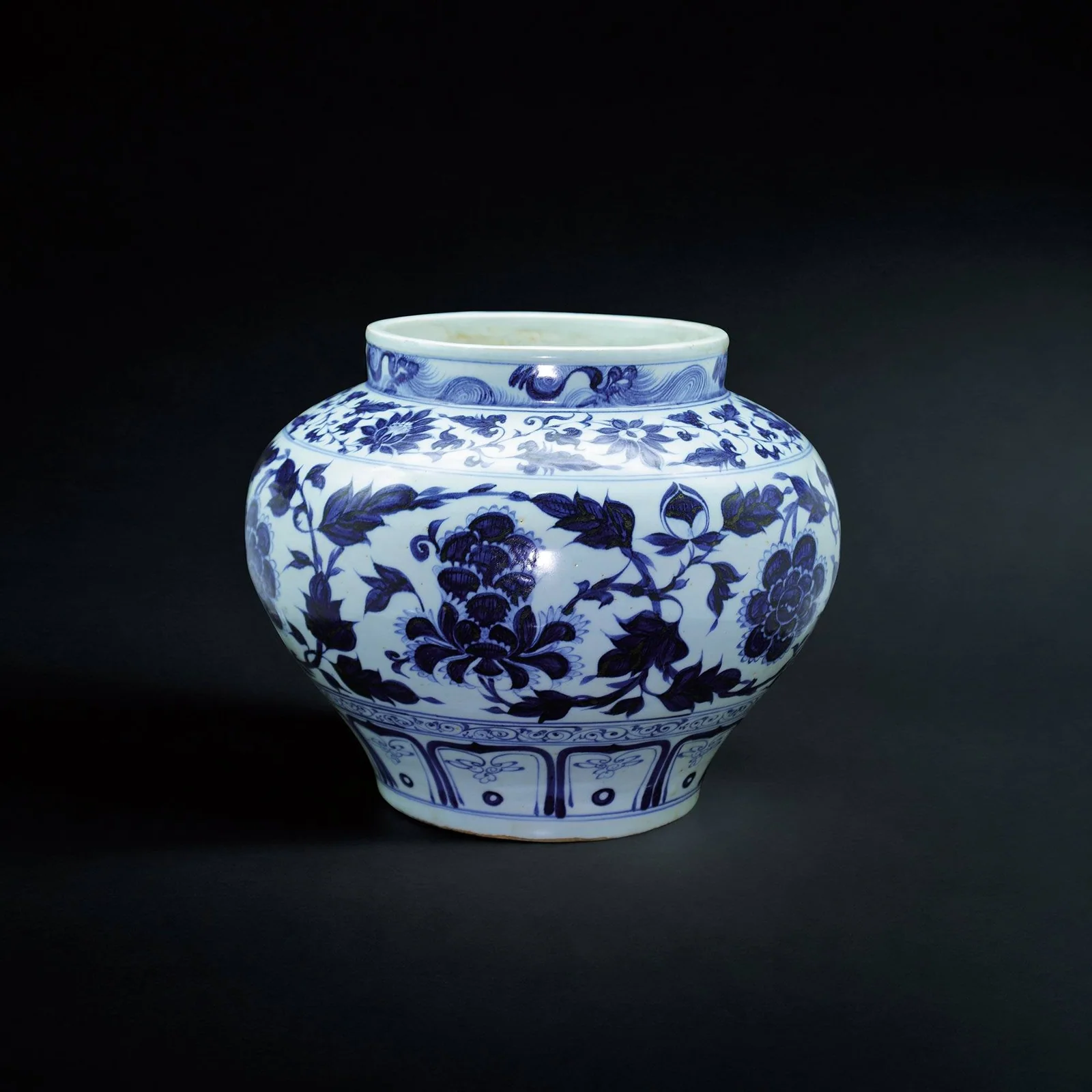 Blue and White 'Peony Scroll' Jar